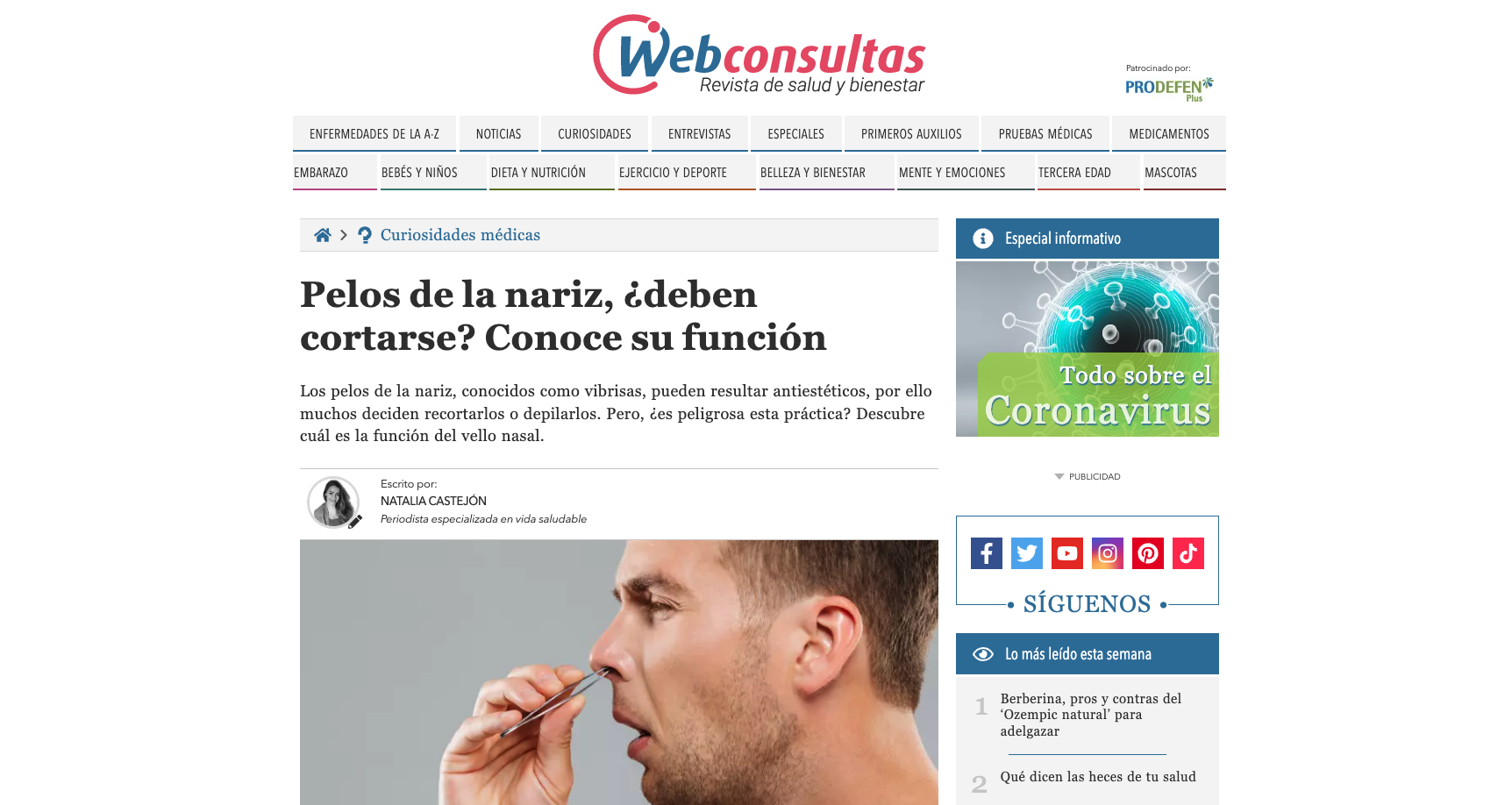 Pelos de la nariz, &iquest;deben cortarse? Conoce su funci&oacute;n